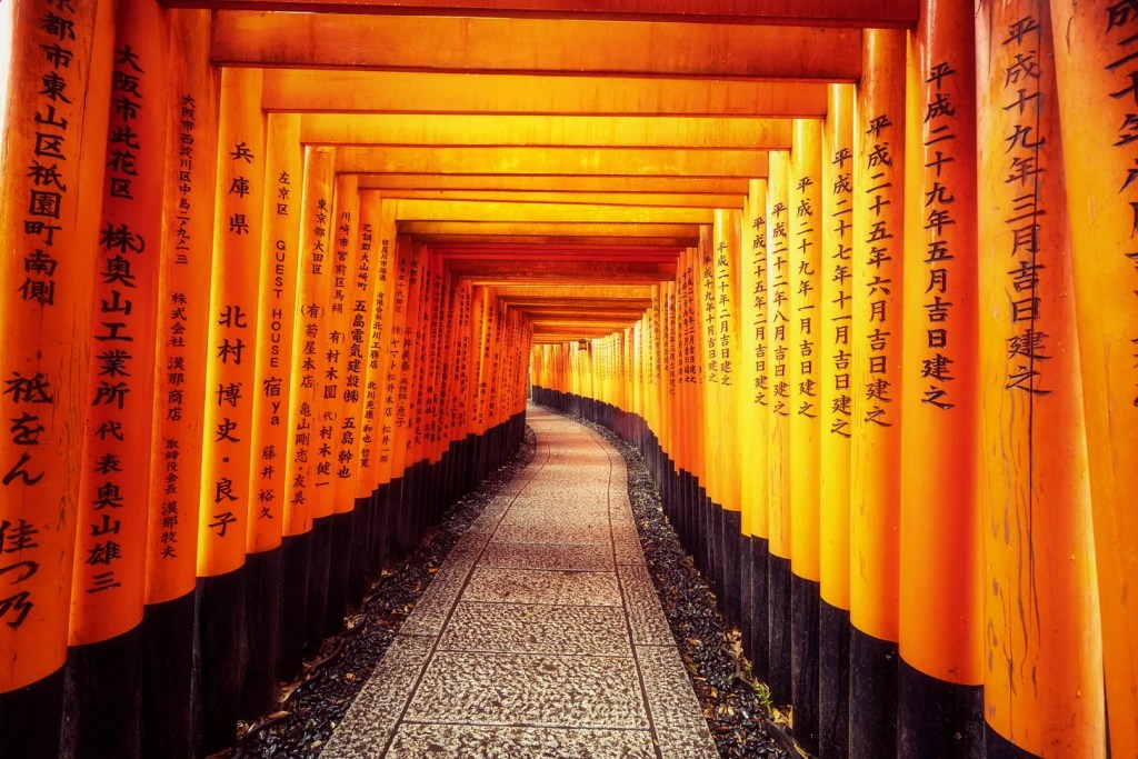 Fushimi Inari Shrine torii gates, one of the most iconic attractions in Kyoto Japan