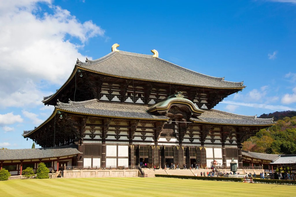 Todai-ji Temple massive wooden hall in Nara, a must-see day trip attraction from Kyoto Japan