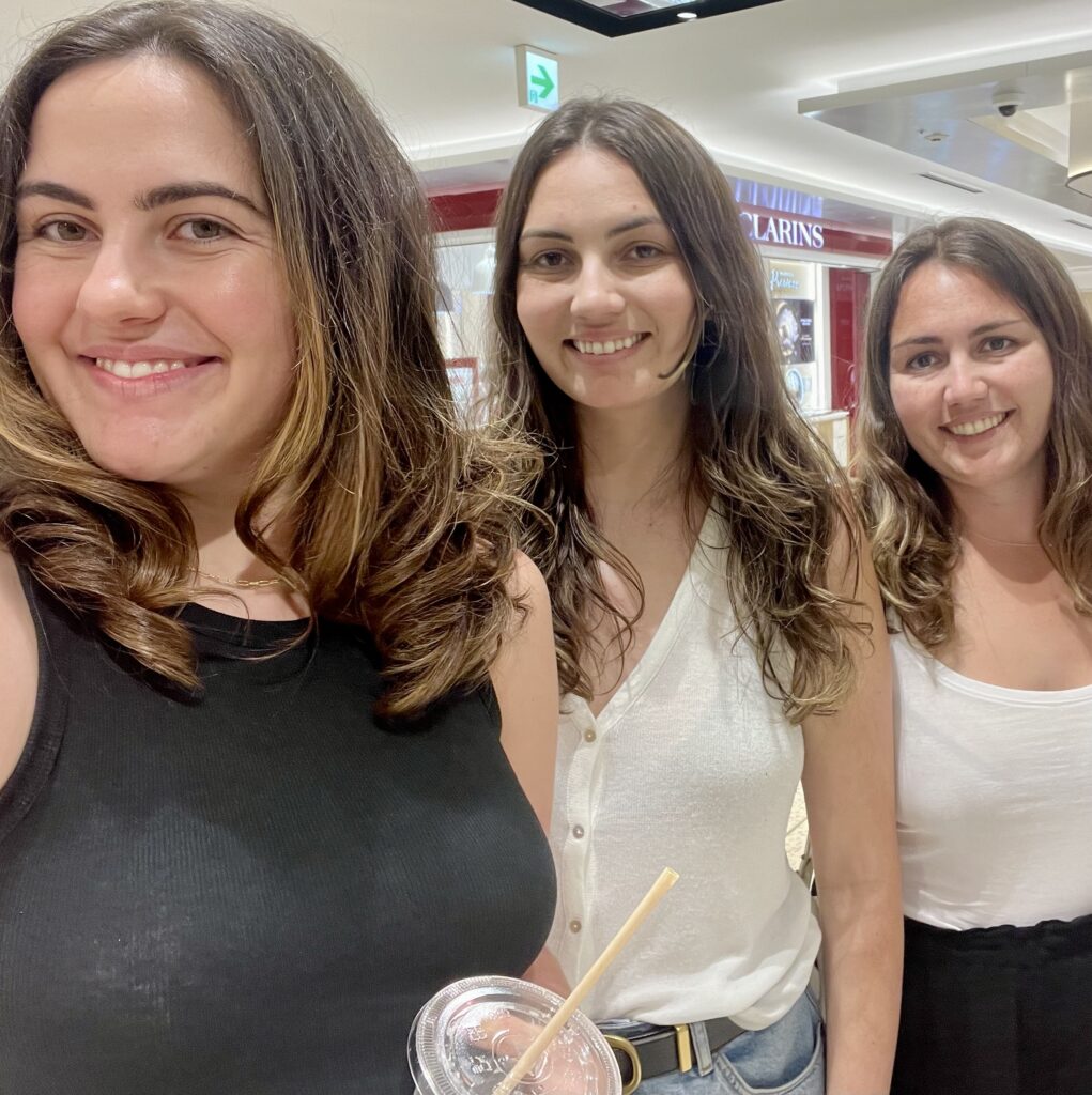 three women after scalp massage and blowout at Mitsukoshi department store Tokyo